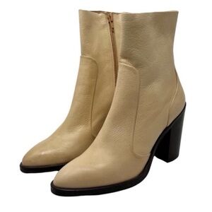 Anthropologie Farylrobin Ruth Ankle Boots Size EU 36 Fawn Leather Quiet Luxury